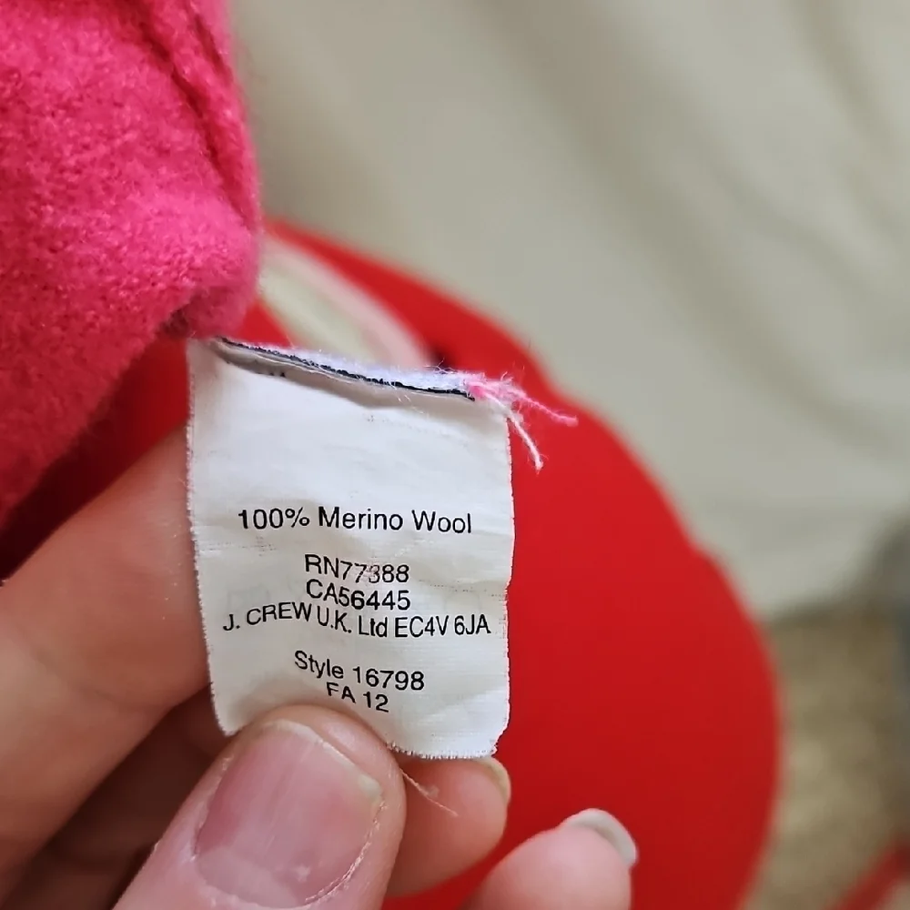 J. Crew Pink and Red Striped Crew Neck Sweater